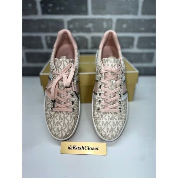 Michael Kors shoes poppy logo stripe sneakers powderblush size 9 - Picture 3 of 9